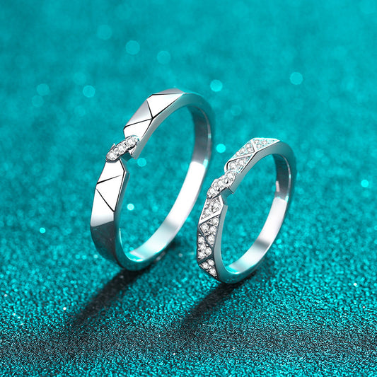 PT950 Gold Plated 925 Sterling Silver Couple's Moissanite Ring Set with Leaf Design