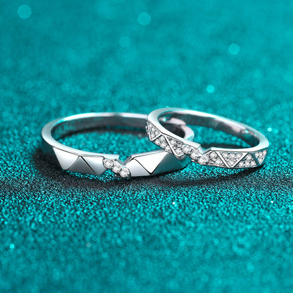 PT950 Gold Plated 925 Sterling Silver Couple's Moissanite Ring Set with Leaf Design