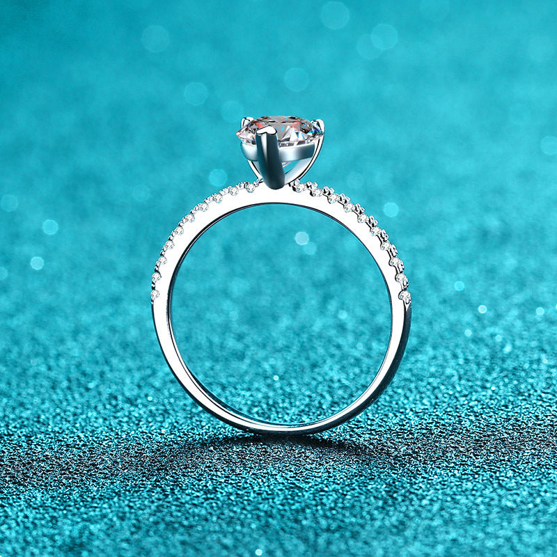 PT950 Gold Plated 925 Sterling Silver Heart-Shaped Moissanite & Zircon Engagement Ring