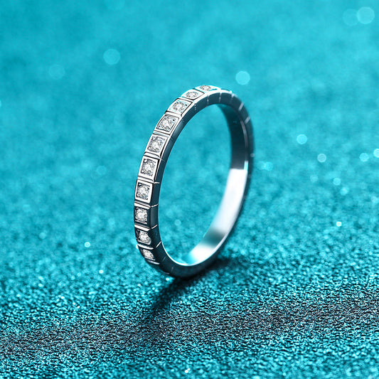 PT950 Plated S925 Sterling Silver Half Eternity Ring | 0.165ct Teardrop Moissanite Pinky Ring