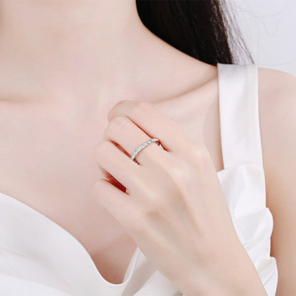 PT950 Plated S925 Sterling Silver Half Eternity Ring | 0.165ct Teardrop Moissanite Pinky Ring