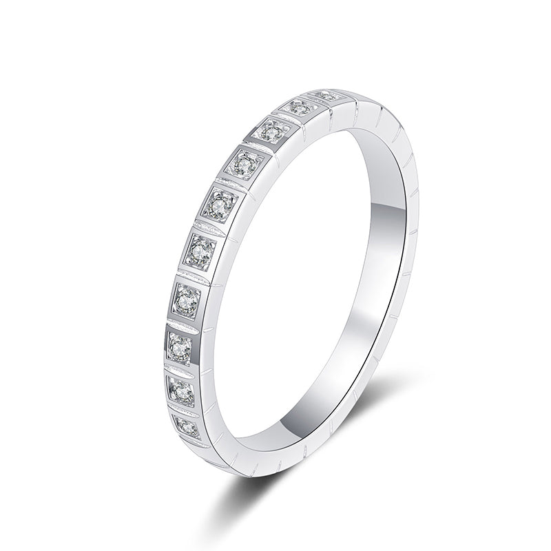 PT950 Plated S925 Sterling Silver Half Eternity Ring | 0.165ct Teardrop Moissanite Pinky Ring