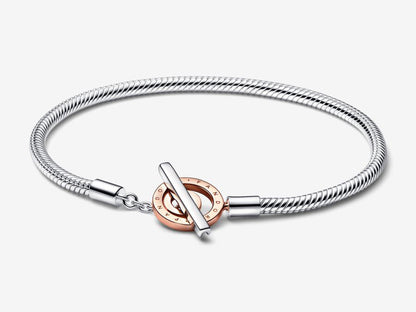 Two-tone Logo T-Bar Snake Chain Bracelet