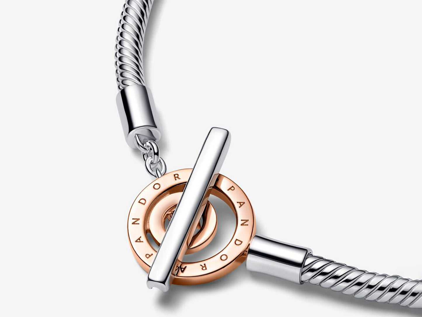 Two-tone Logo T-Bar Snake Chain Bracelet