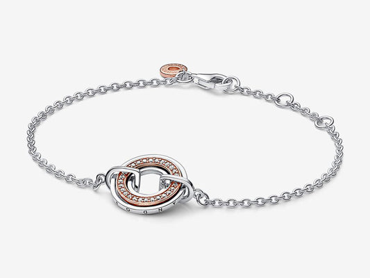 Two Two-tone Logo & Pavé Chain Bracelet