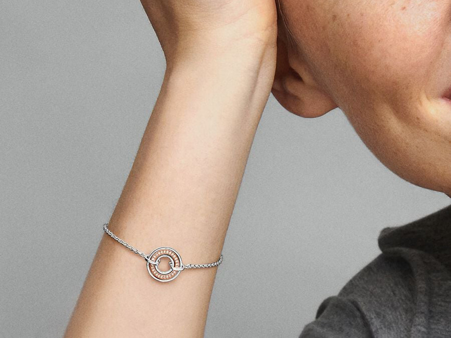 Two Two-tone Logo & Pavé Chain Bracelet