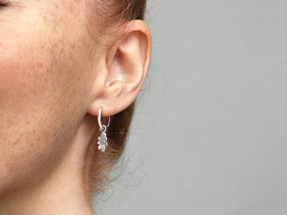Acorn & Leaf Silver Elegance Hoop Earrings