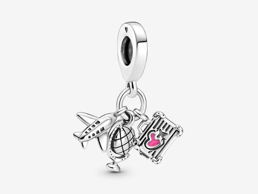 Airplane, Globe & Suitcase Dangle Charm