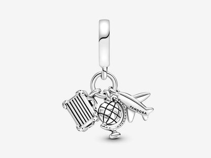 Airplane, Globe & Suitcase Dangle Charm