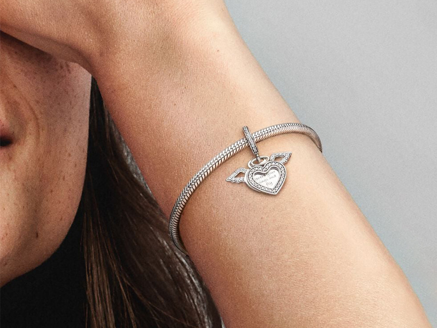Heart and Angel Wings Dangle Charm
