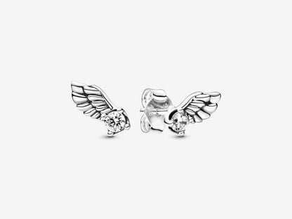 Sparkling Angel Wing Stud Earrings