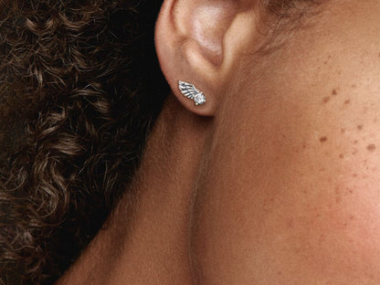 Sparkling Angel Wing Stud Earrings