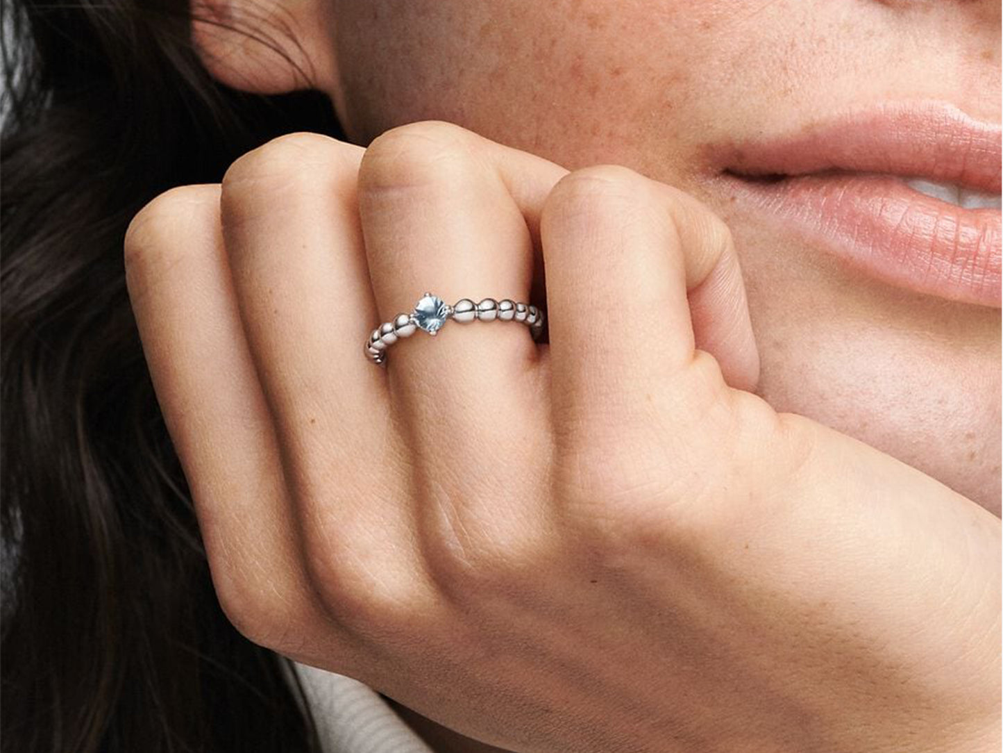 Aqua Bead Elegance Ring
