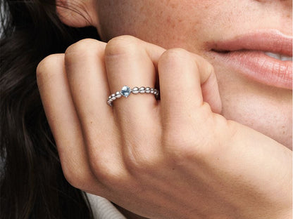 Aqua Bead Elegance Ring