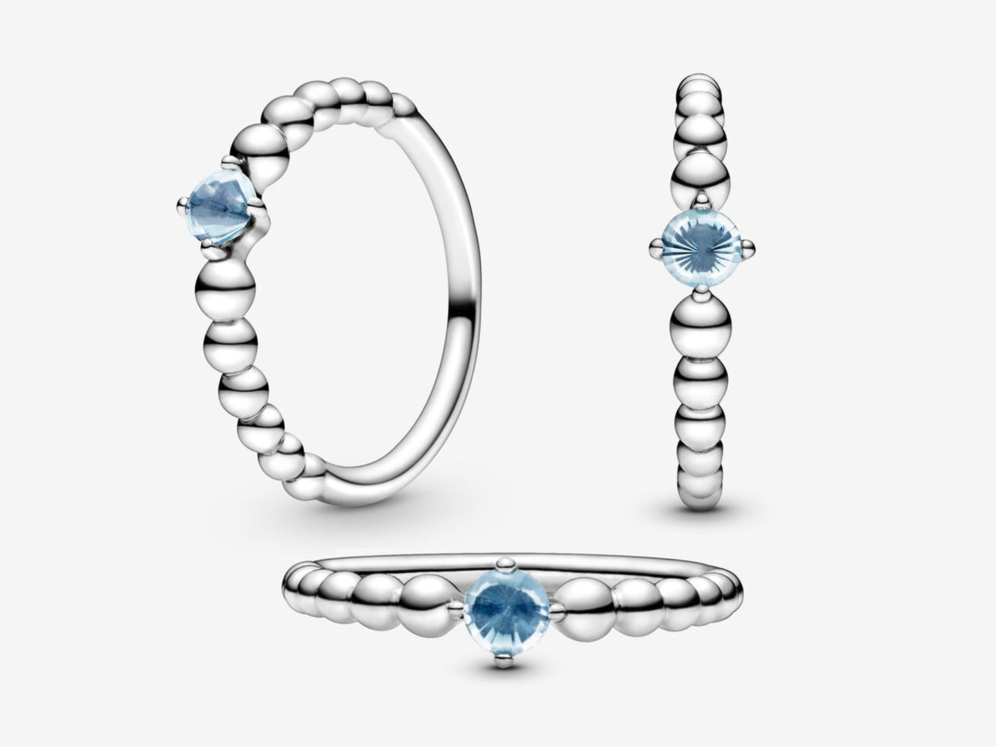 Aqua Bead Elegance Ring