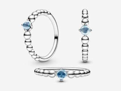 Aqua Bead Elegance Ring