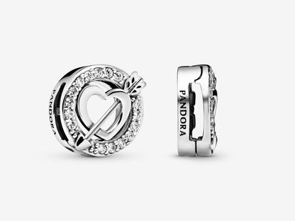 Arrow Through Asymmetrical Heart Clip Charm