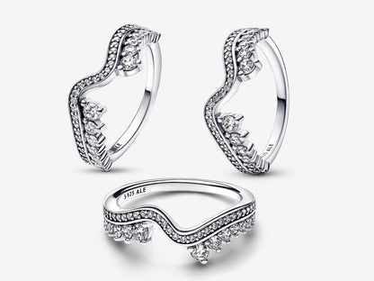 Sparkling Asymmetric Wave Ring