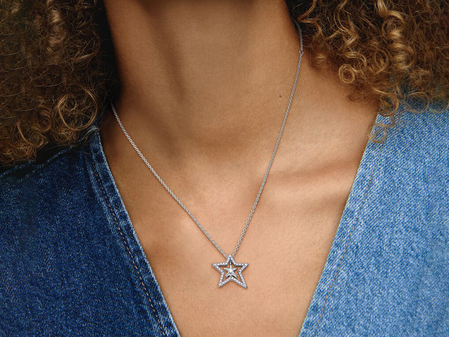 Pavé Asymmetric Star Collier Necklace