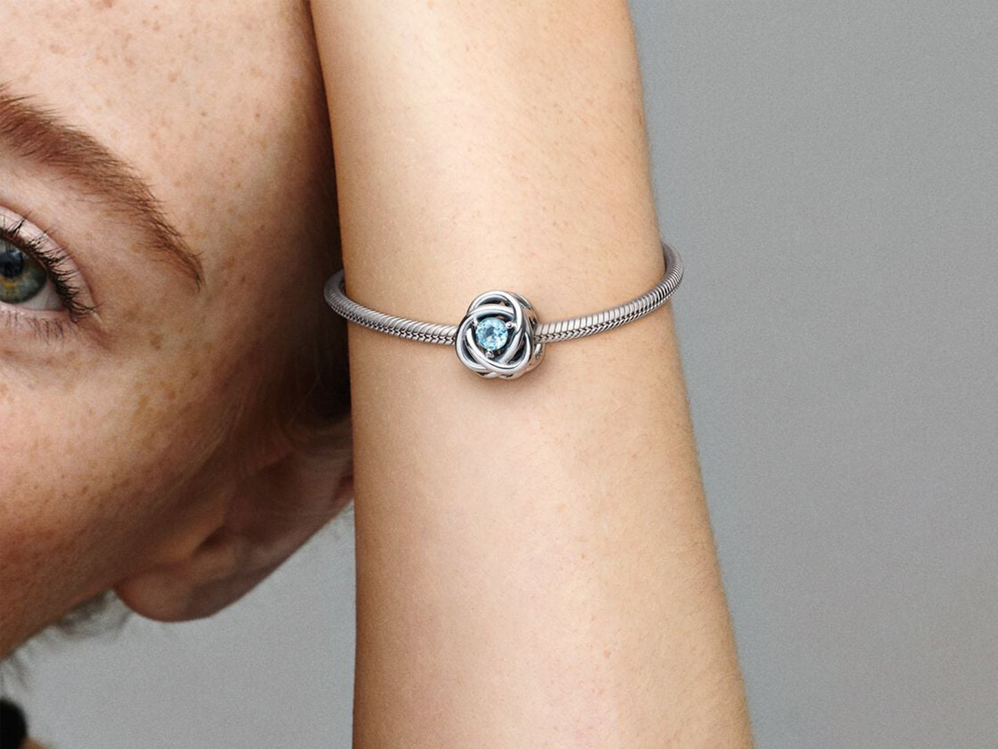 March Sea Aqua Blue Eternity Circle Charm