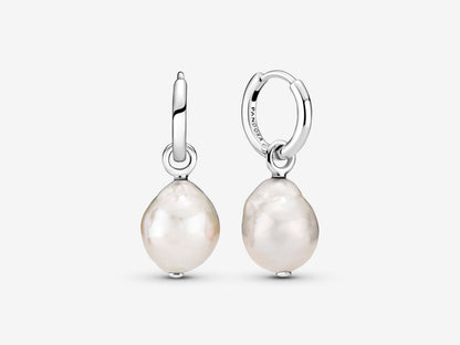 Treated Freshwater Cultured Baroque Pearl Hoop Earrings