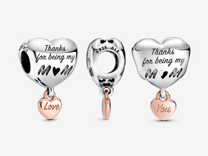 Love You Mom Heart Charm