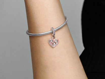 Two-tone Infinity Heart Double Dangle Charm