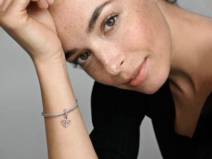 Two-tone Infinity Heart Double Dangle Charm