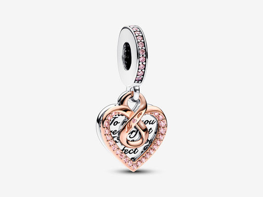 Two-tone Infinity Heart Double Dangle Charm
