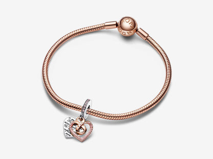 Two-tone Infinity Heart Double Dangle Charm