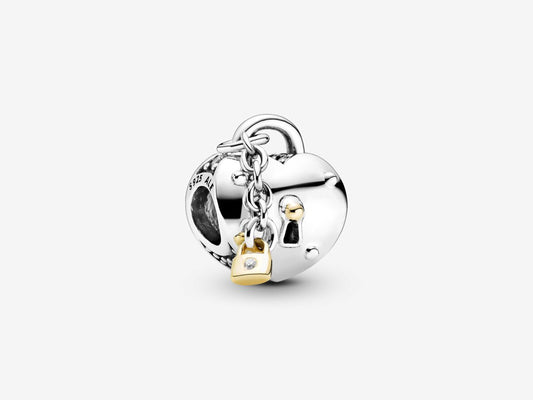 Bicolor Heart Lock Charm