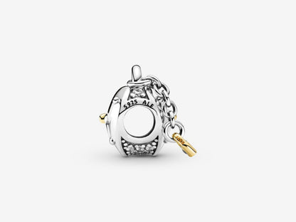 Bicolor Heart Lock Charm