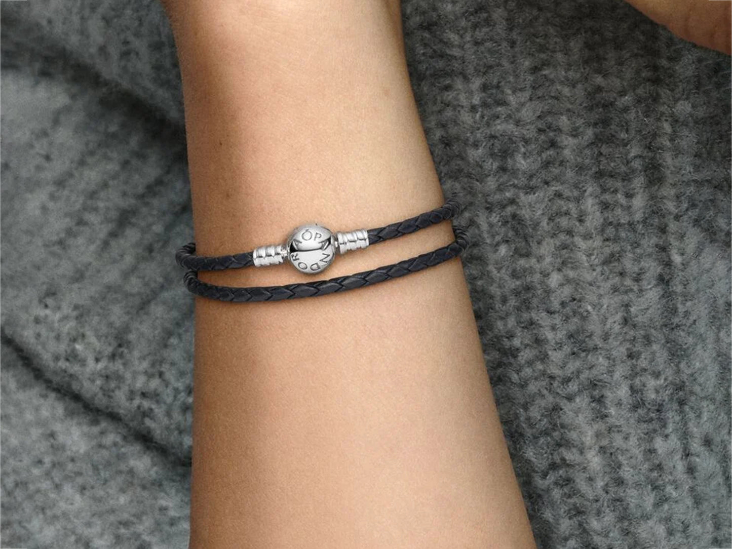 Double Black Leather Bracelet