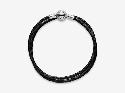 Double Black Leather Bracelet