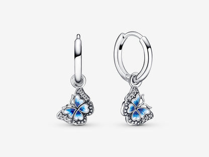 Blue Butterfly Hoop Earrings