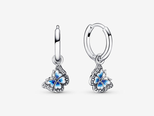 Blue Butterfly Hoop Earrings