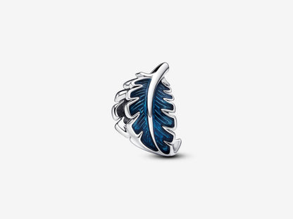 Blue Curved Feather Charm