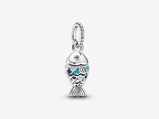 Blue Scaled Fish Dangle Charm