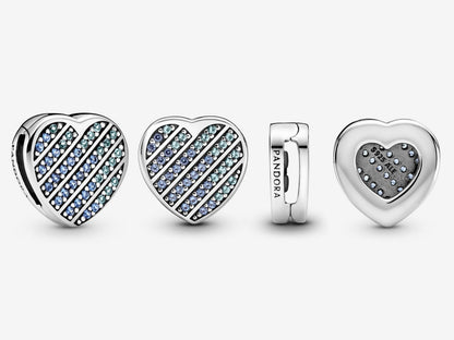 Blue Pave Heart Clasp Charm