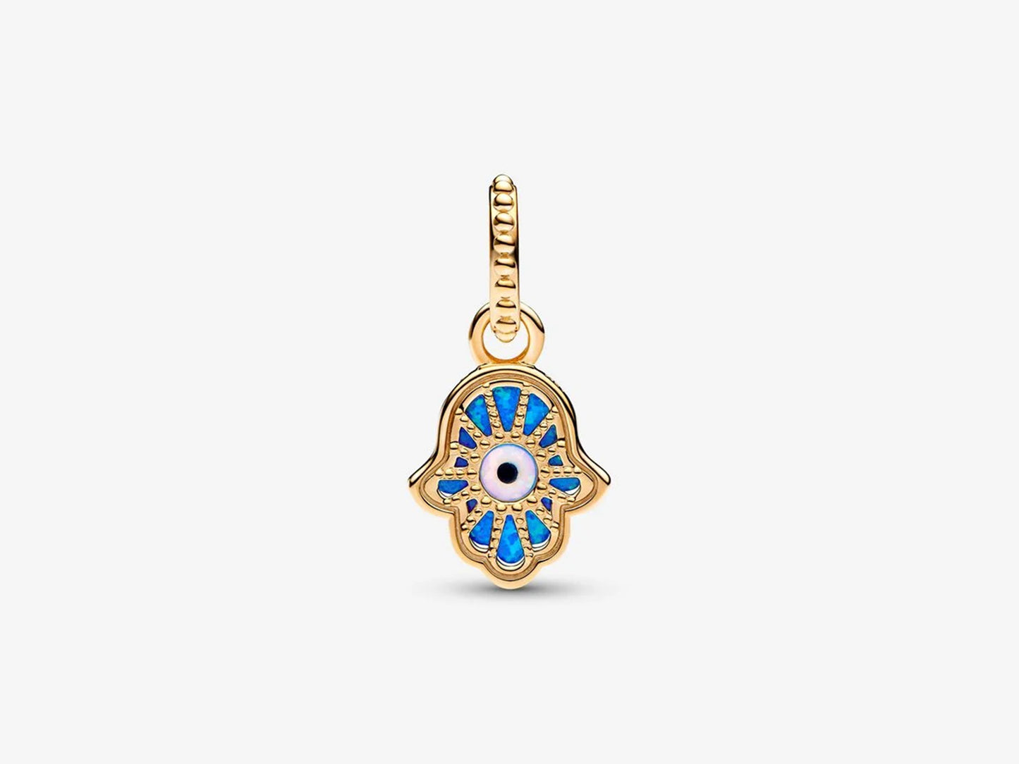 Opalescent Blue Hamsa Hand Dangle Charm