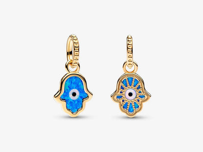 Opalescent Blue Hamsa Hand Dangle Charm