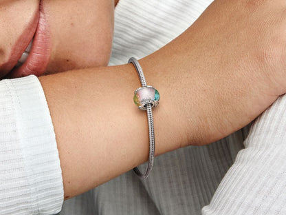 Multicolour Murano Glass & Curved Feather Charm