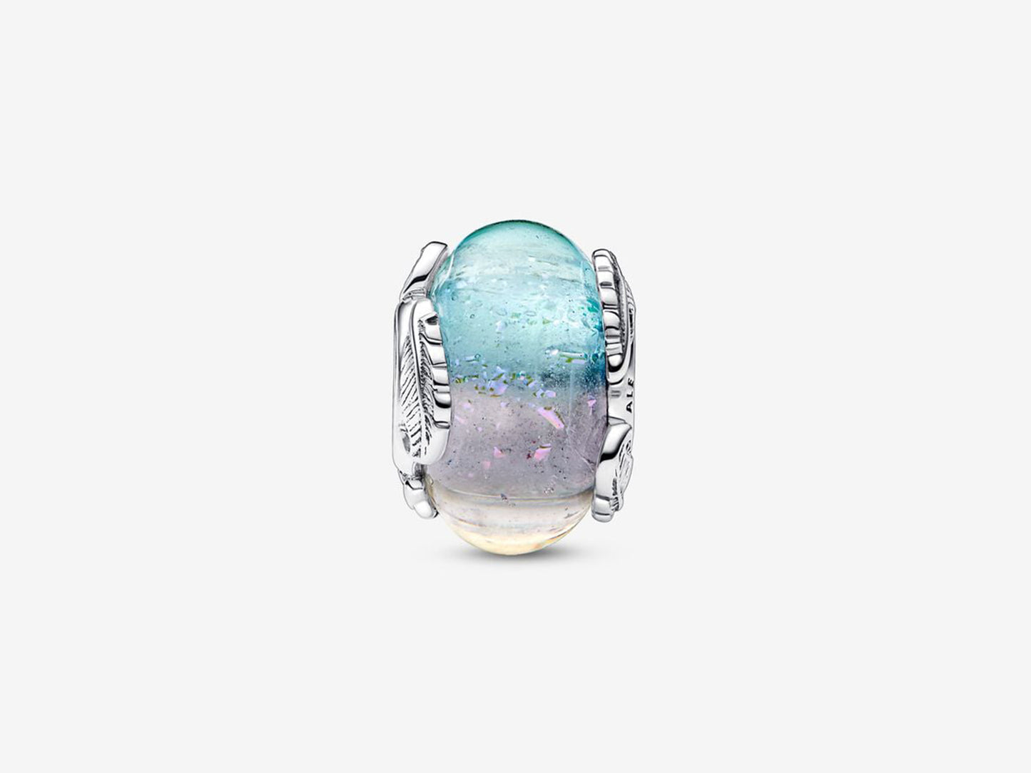 Multicolour Murano Glass & Curved Feather Charm
