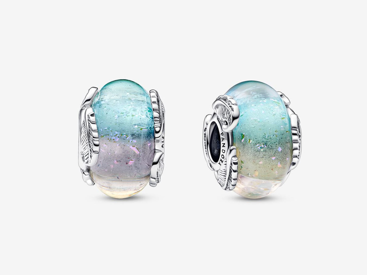 Multicolour Murano Glass & Curved Feather Charm