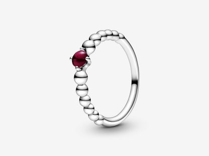 Crimson Bead Elegance Ring