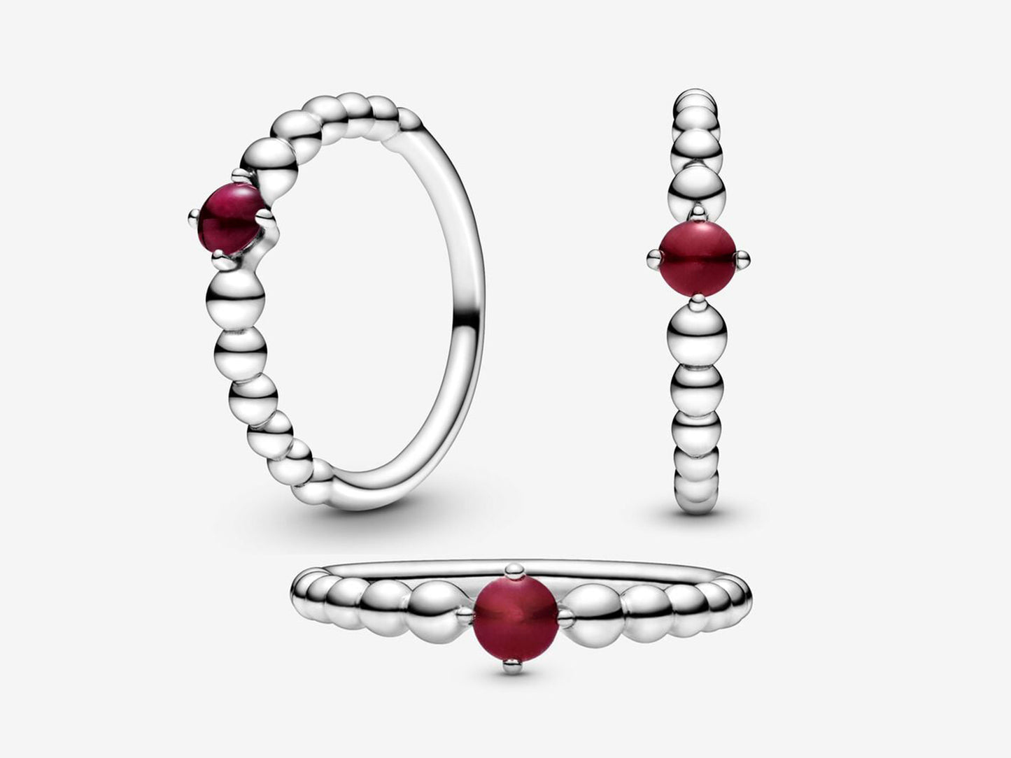 Crimson Bead Elegance Ring