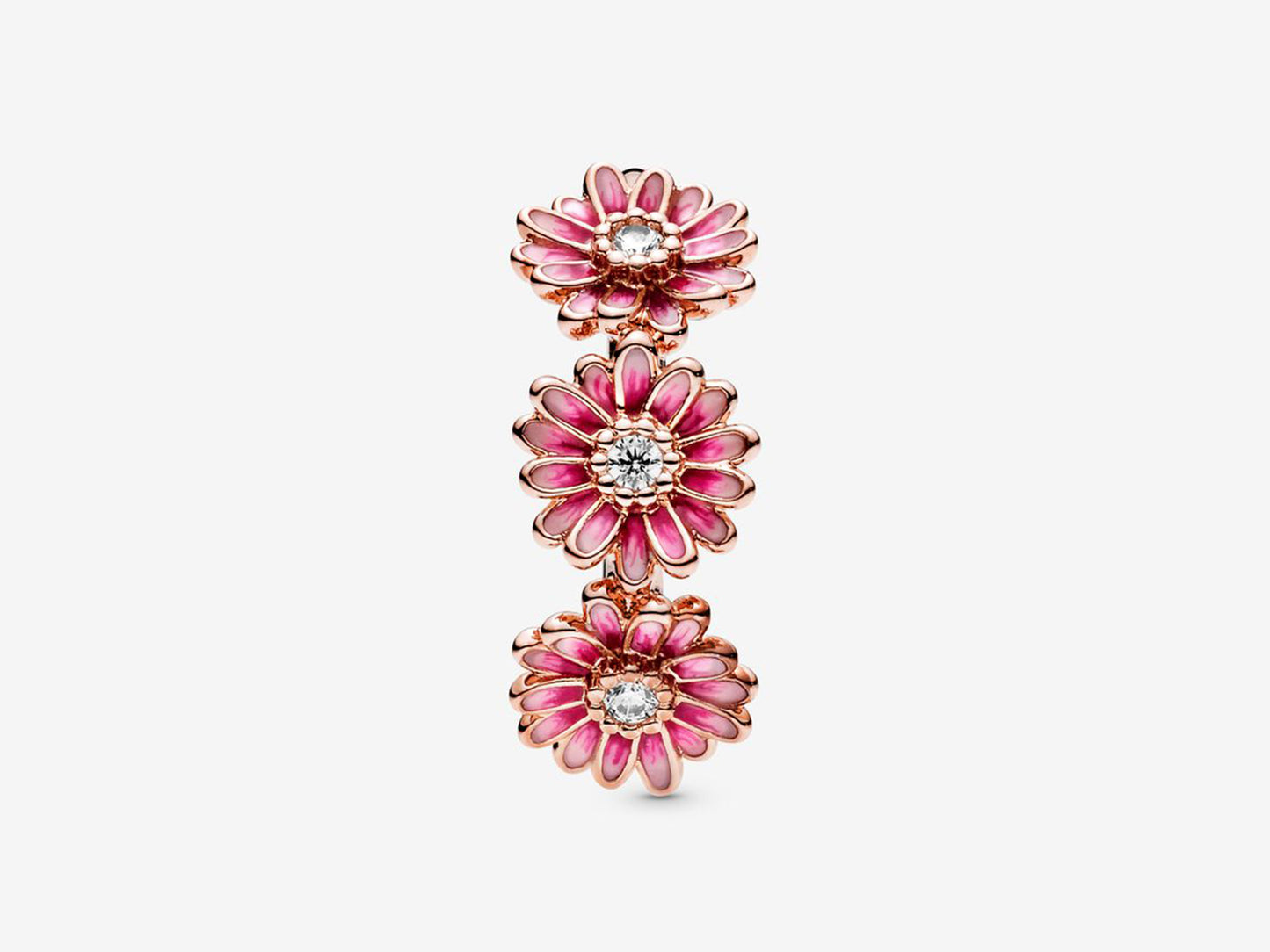 Pink Daisy Flower Trio Ring