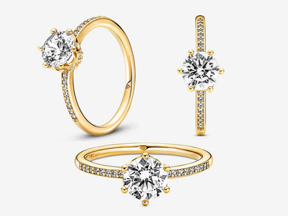Clear Sparkling Crown Solitaire Ring