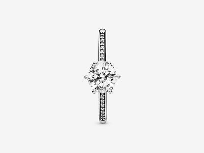 Clear Sparkling Crown Solitaire Ring