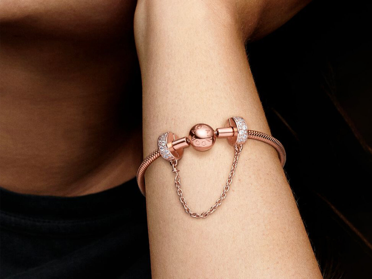 Clear Pavé Safety Chain Clip Charm